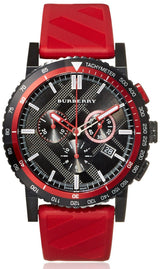 Burberry The City Chronograph Black Dial Red Rubber Strap Watch For Men - BU9805 BU9805 - Image 1