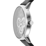 ساعة أرماني إكستشينج كايد متعددة الوظائف للرجال، مصنوعة من الجلد الأسود - AX2745