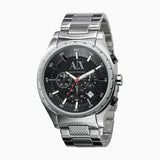 Armani Exchange Silver Chronograph Black Dial Men's Watch - AX1057