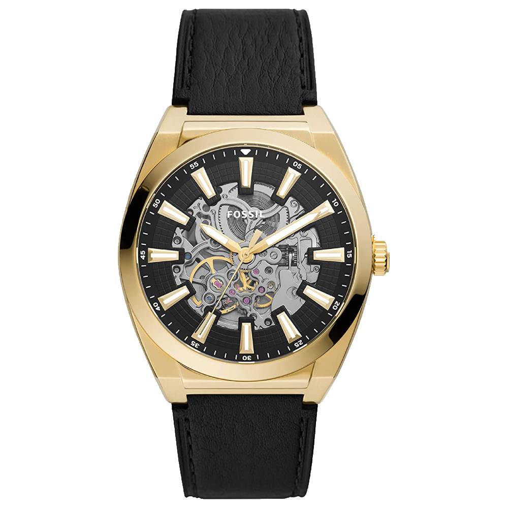 Fossil Everett - Reloj para hombre con correa de acero inoxidable o cuero