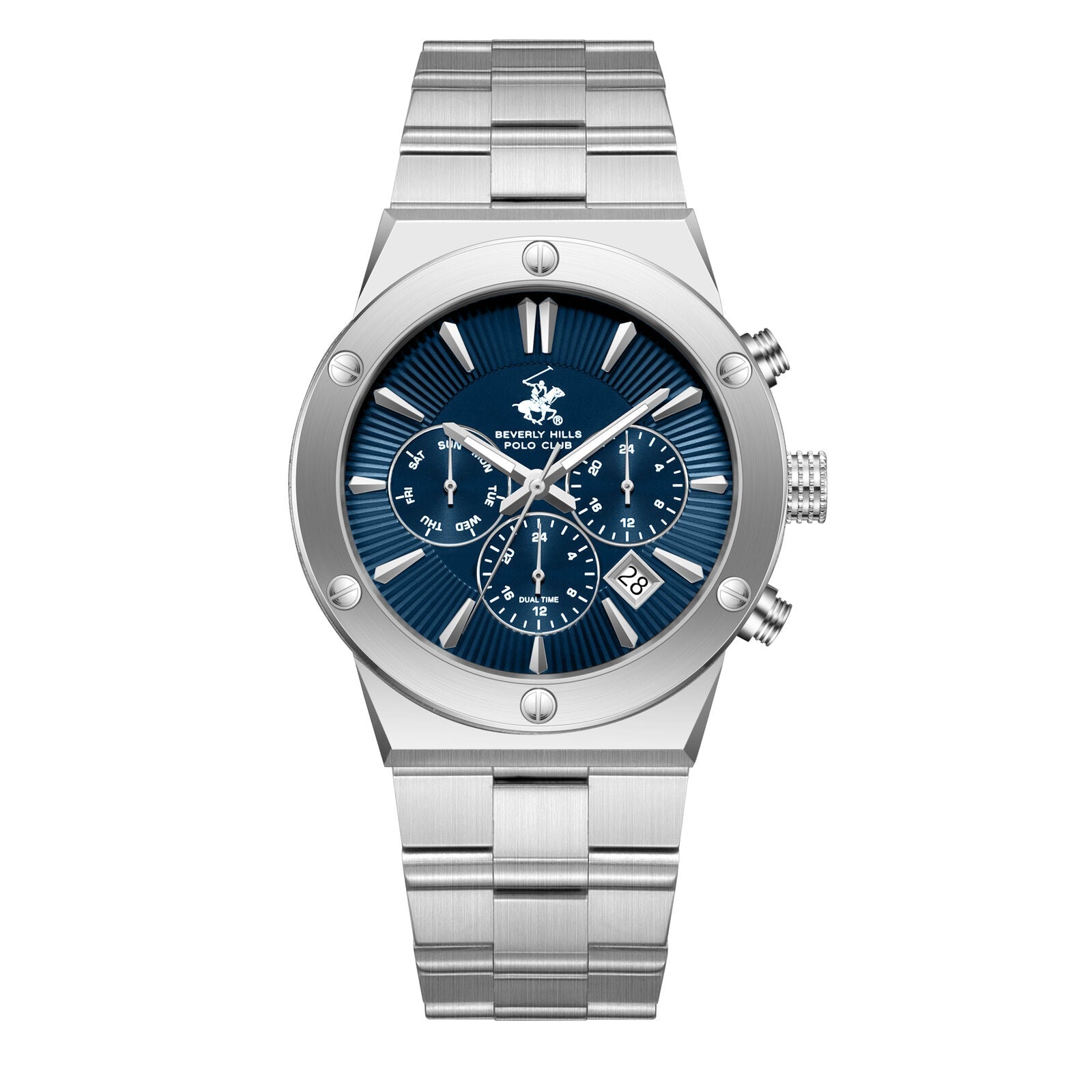 ساعة رجالية فضية من نادي بيفرلي هيلز بولو، موديل BP3871X.390