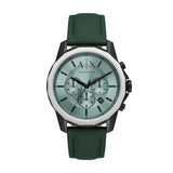 Armani Exchange Banks Reloj cronógrafo con correa de cuero verde para hombre AX1725