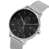 Armani Exchange Cayde Black Dial Silver Mesh Watch - AX2714
