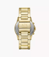 ساعة أرماني إكستشينج بانكس كرونوغراف للرجال، لون ذهبي، مينا أخضر - AX1746