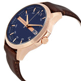 Armani Exchange Hampton Blue Dial Brown Leather Date Watch AX2172