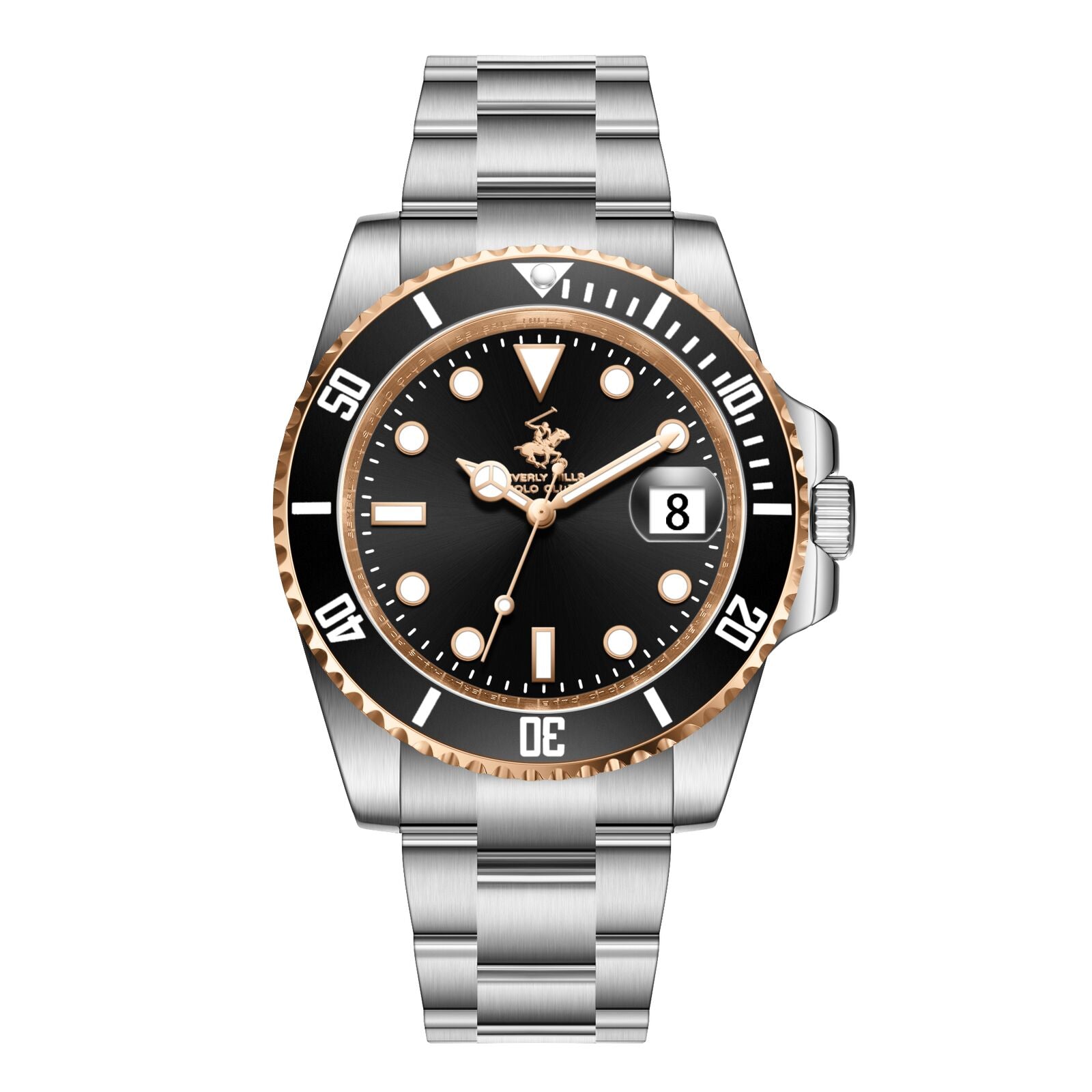 ساعة رجالية من الفولاذ المقاوم للصدأ المعدني من بيفرلي هيلز بولو كلوب - BP3791X.550