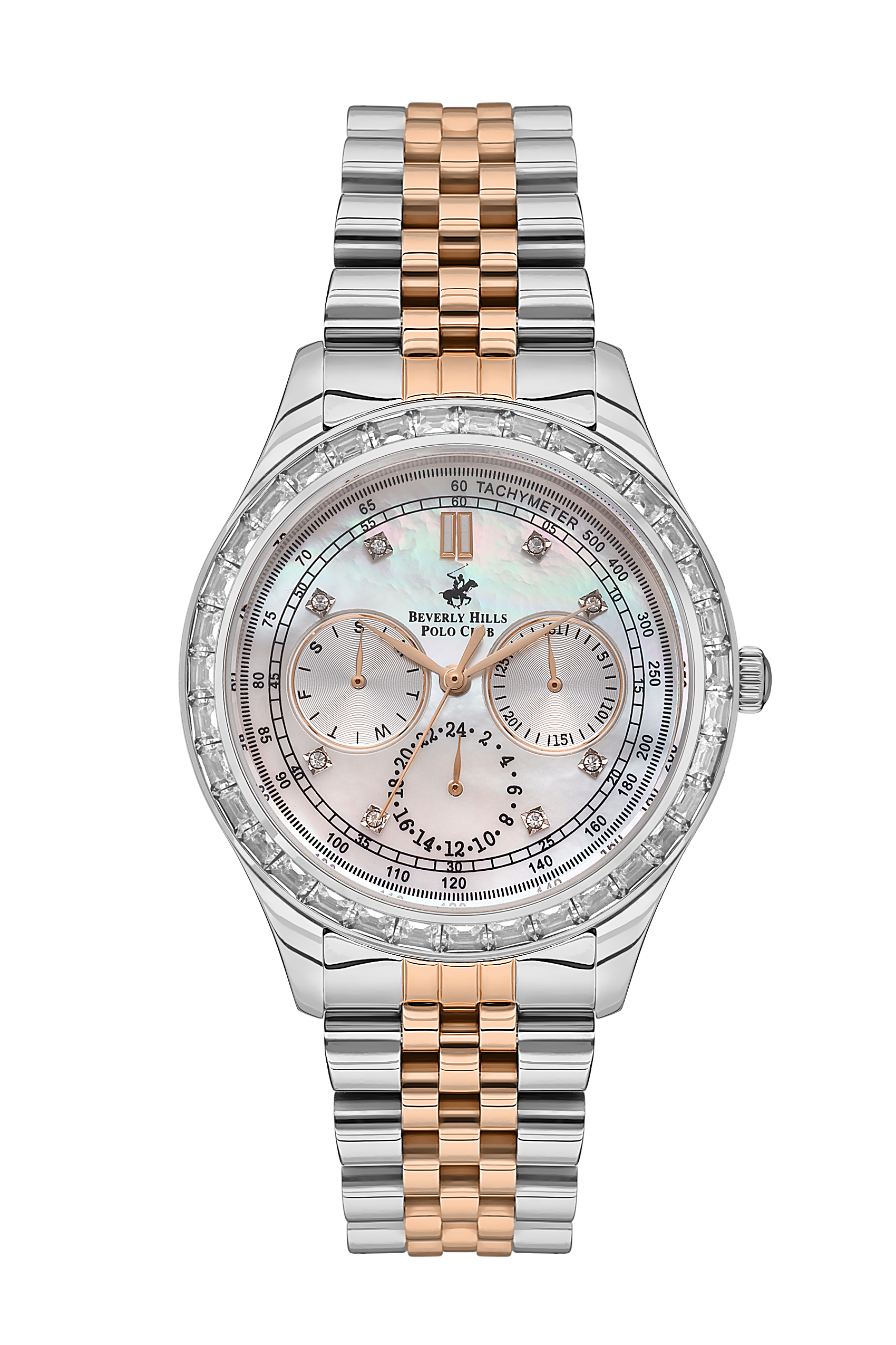 ساعة بيفرلي هيلز بولو كلوب النسائية المصنوعة من الفولاذ المقاوم للصدأ، تعمل بحركة كوارتز – BP3563X.520