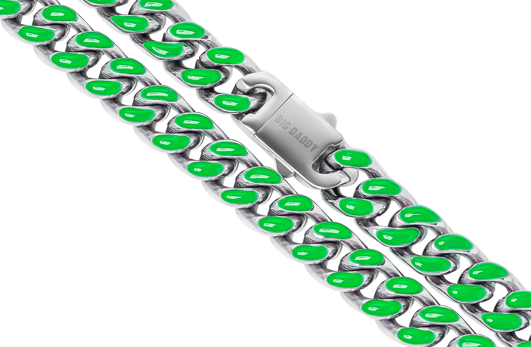 Big Daddy 13MM Enamel Green Steel Cuban Chain