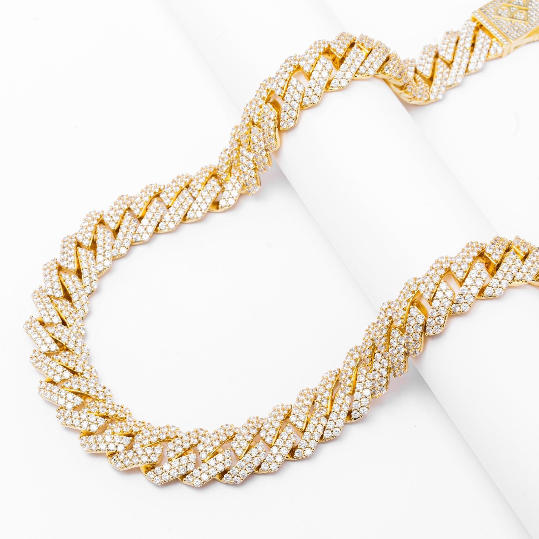 Big Daddy 19MM Straight Edge Cuban Diamond Gold Chain - Chain
