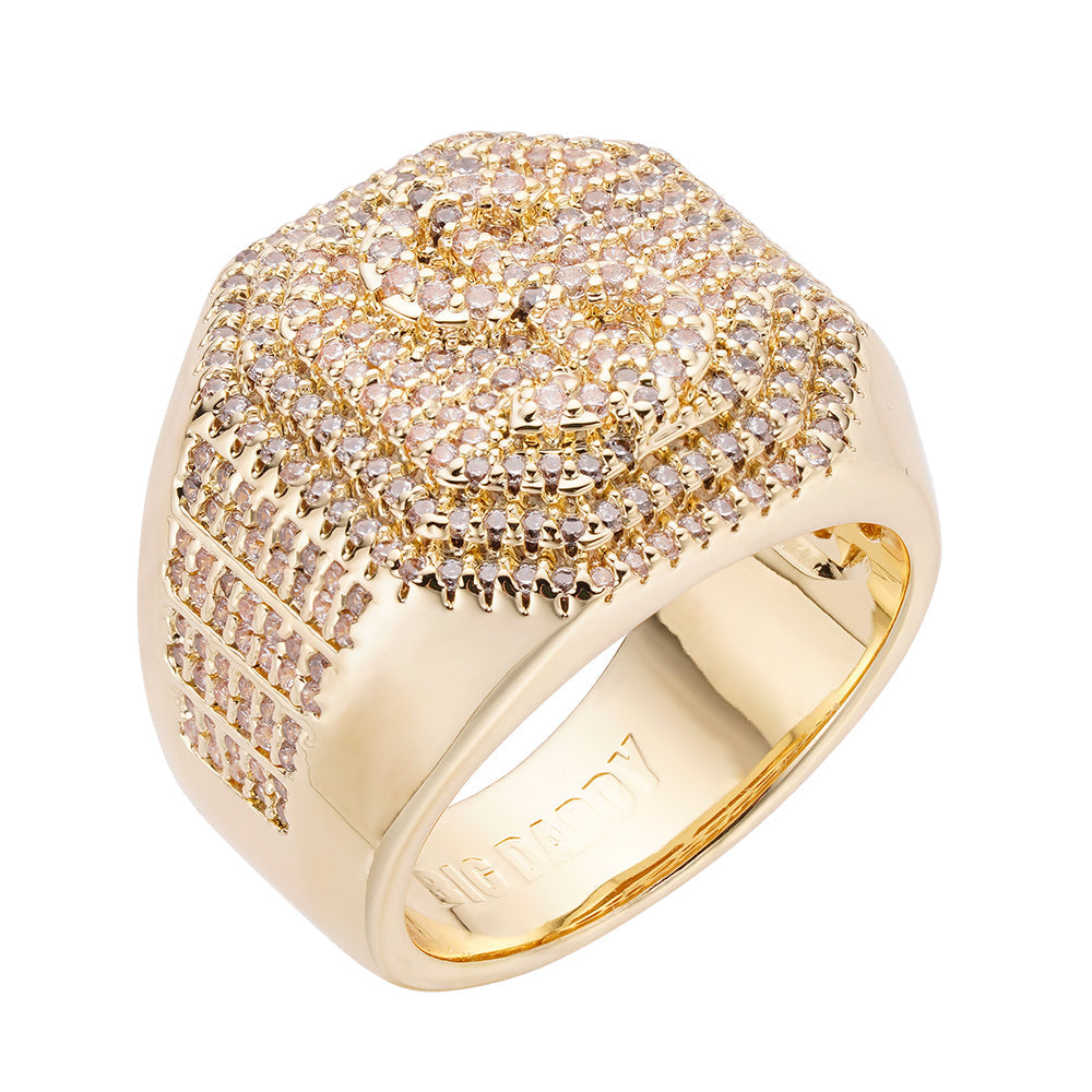 خاتم مرصع بالألماس على شكل علامة الدولار الكبيرة