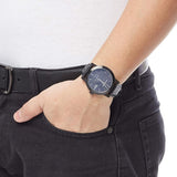 ساعة بربري سيتي للرجال بحزام جلدي أسود BU9906