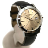 ساعة بربري رجالية بميناء بلون بني فاتح وسوار جلدي بني BU9011