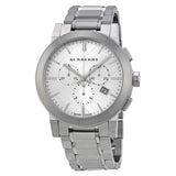 Burberry Reloj cronógrafo de acero inoxidable con esfera plateada para hombre BU9350