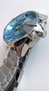 ساعة ديزل ميجا تشيف كرونوغراف للرجال، مينا أزرق فاتح، موديل DZ4281