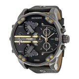 Diesel Mr. Daddy 2.0 Reloj de hombre de cuero negro con esfera negra DZ7348