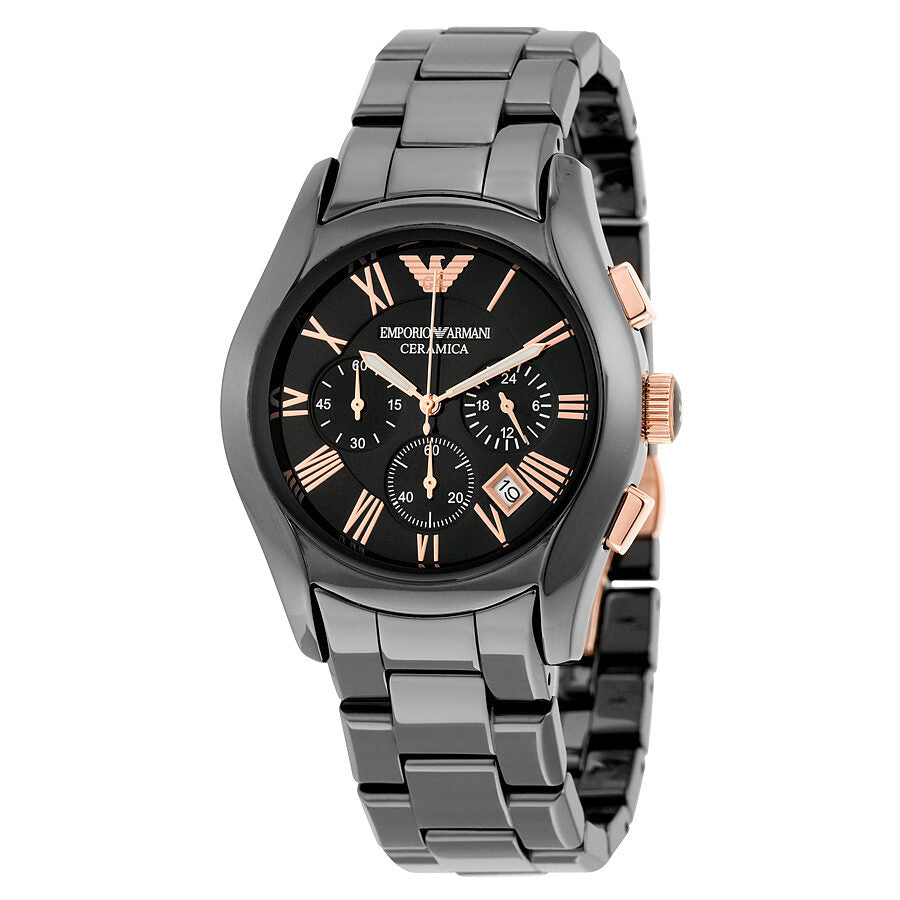 Emporio Armani Ceramica Reloj cronógrafo para hombre con esfera negra AR1410