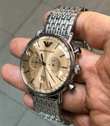 Emporio Armani Reloj cronógrafo de cuarzo con esfera beige para hombre AR11239