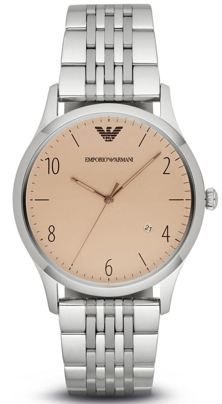 Emporio Armani Reloj clásico para hombre de acero inoxidable con esfera color crema AR1881