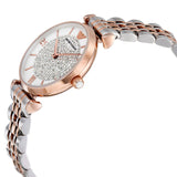 Emporio Armani White Crystal Pave Dial Bicolor Ladies Watch AR1926