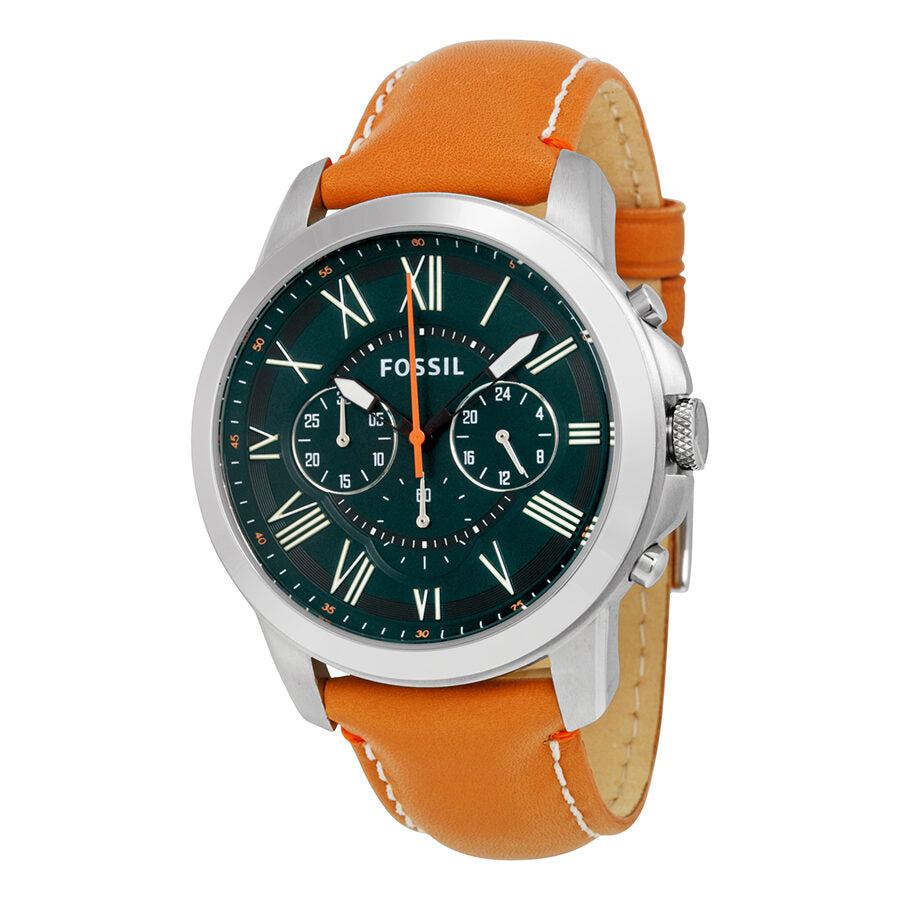 Fossil Grant Chronograph Hunter Green Dial Tan Leather Reloj para hombre FS4918