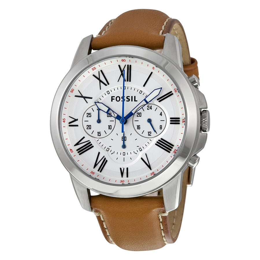 Fossil Grant Chronograph White Dial Tan Leather Reloj para hombre FS5060