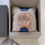 ساعة Guess Moonlight Chronograph النسائية ذات السوار الأزرق GW0257L3 (معيبة)