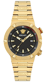 Versace Greca Logo Quartz Black Dial Gold Steel Strap Watch for Men - VE8G00624 VE8G00624 - Image 1