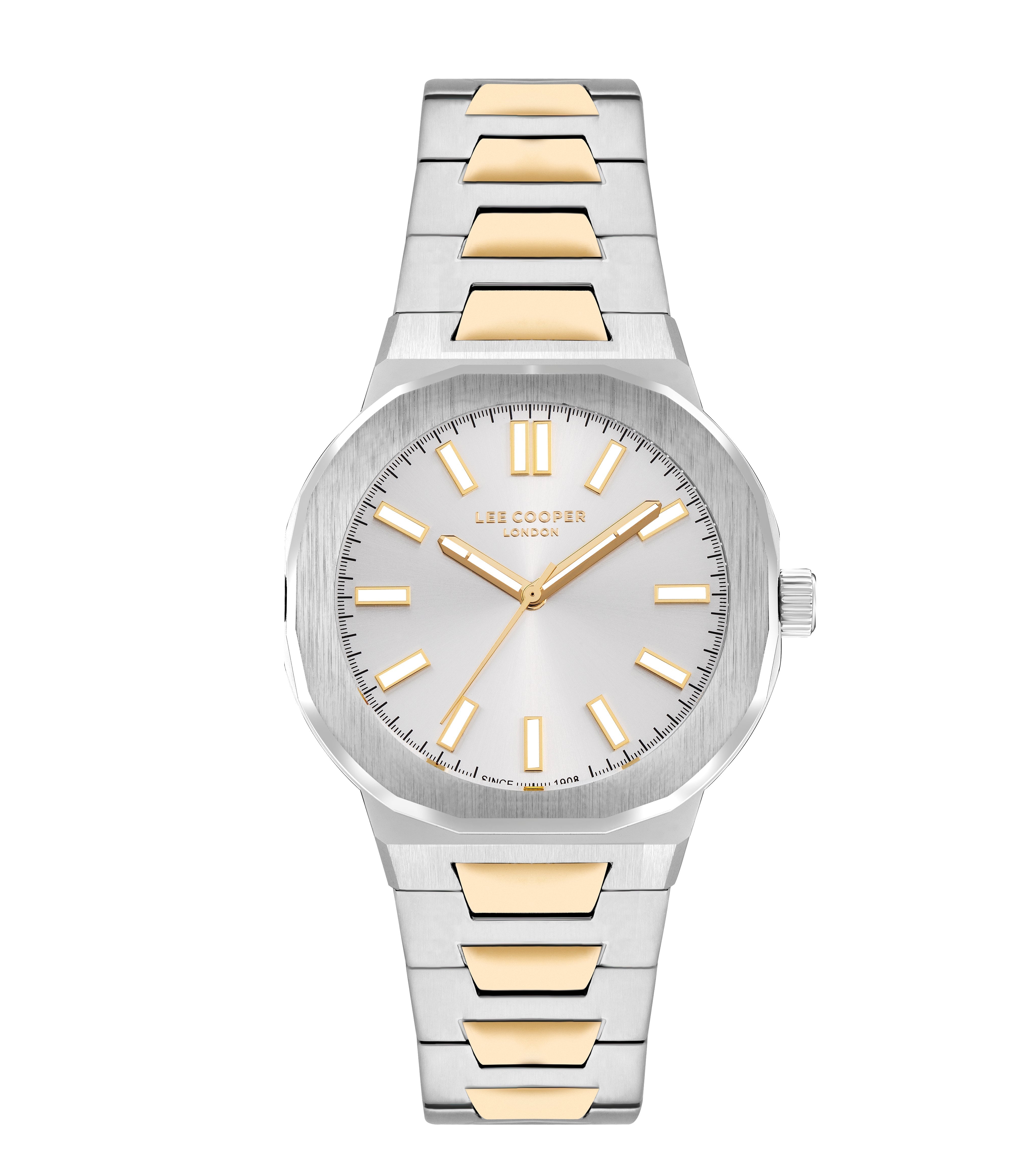 ساعة لي كوبر الرجالية مقاس 43 مم، فضية وذهبية، تناظرية، مصنوعة من الفولاذ المقاوم للصدأ – LC07952.230