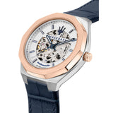 ساعة مازيراتي ستايل أوتوماتيكية للرجال بحزام جلدي أزرق R8821142001