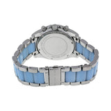 ساعة مايكل كورس بلير كرونوغراف النسائية MK6137، مينا فضي، مصنوعة من الفولاذ المقاوم للصدأ مع أسيتات شامبراي