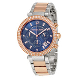 Michael Kors Parker Reloj cronógrafo para mujer con esfera azul y dos tonos MK6141