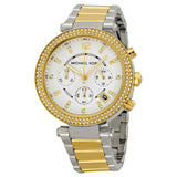 Michael Kors Parker Glitz Reloj de mujer bicolor con esfera plateada MK5626