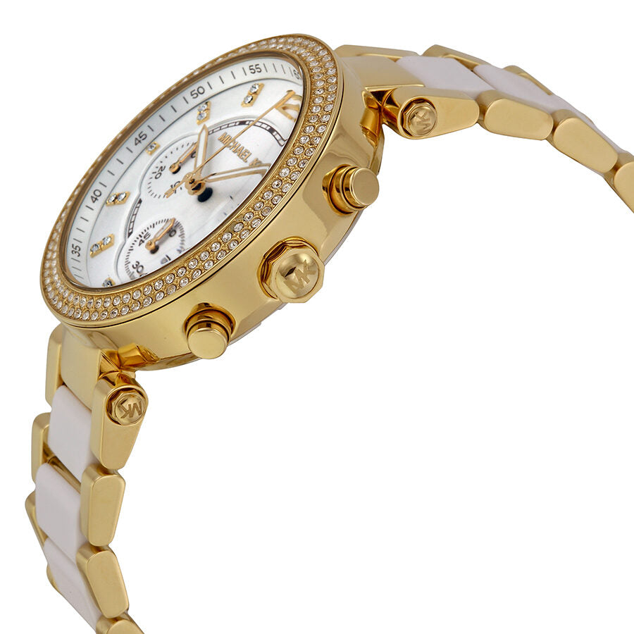 Michael Kors Parker Reloj multifunción con esfera blanca para mujer MK6119