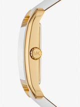 ساعة مايكل كورس صغيرة الحجم، كوارتز، مينا أبيض، سوار جلدي أبيض، للنساء - MKO1059