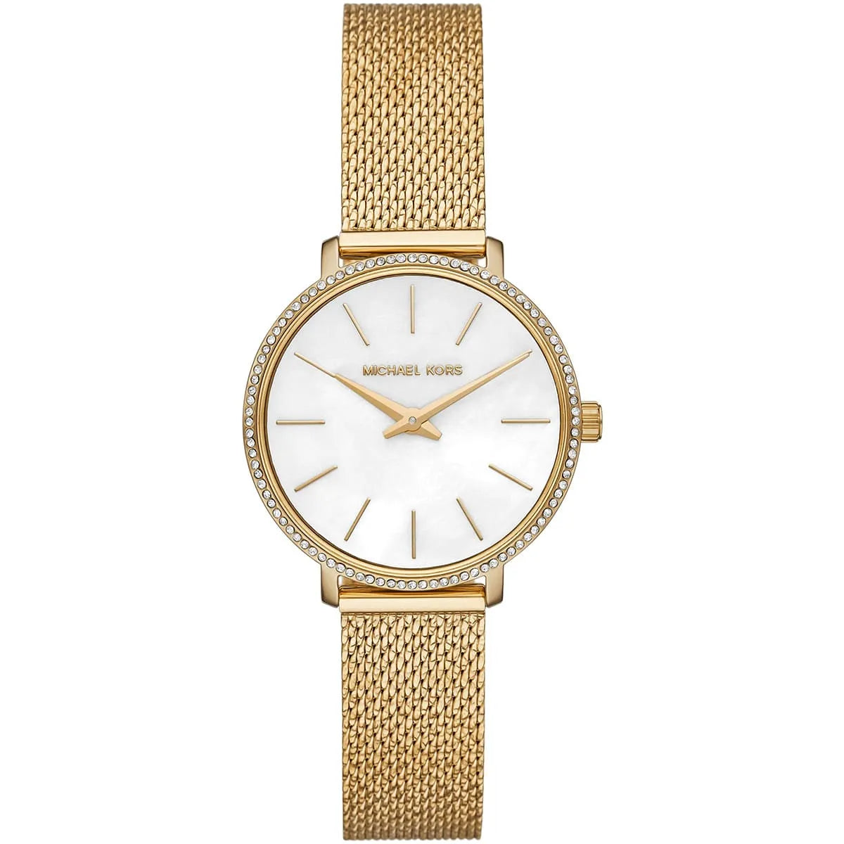 Michael Kors Pyper Quartz Mother of Pearl White Dial Gold Mesh Bracelet Watch For Women - MK4619