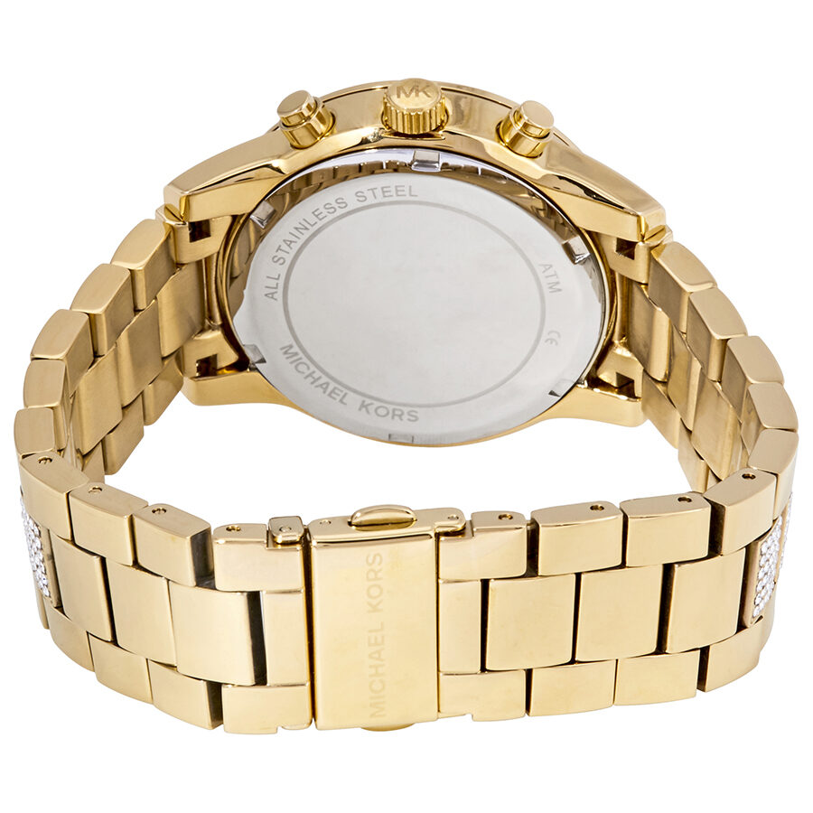 Michael Kors Ritz Pave Reloj cronógrafo con esfera dorada y cristal para mujer MK6484