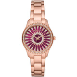 Michael Kors Layton Three Hand Red Dial Rose Gold Steel Strap Watch For Women - MK6893 mk6893 - Image 1