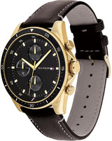 Tommy Hilfiger Parker Chronograph Black Dial Brown Leather Strap Watch For Men - 1791836