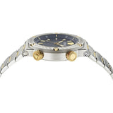 Versace Greca Logo Diver Quartz Black Dial Two Tone Steel Strap Men's Watch - VE8G00424