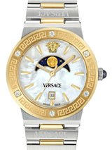 Versace Greca Logo Moonphase Mother of Pearl Dial Two Tone Women's Watch - VE7G00524