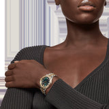 ساعة نسائية من فرزاتشي، تعمل بحركة كوارتز هيلينيوم، مينا أخضر، سوار من الفولاذ بلونين - VEHU00420