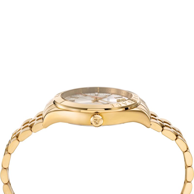 Versace Hellenyium Silver Dial All gold Swiss Movt Date Watch - VEVK00720