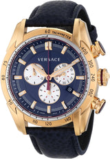 Versace V-Ray Rose Black Leather Strap Men's Watch - VDB030014
