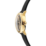 ساعة فيرساتشي فيرتوس كوارتز نسائية بمينا أسود وسوار جلدي أسود VEHC00119