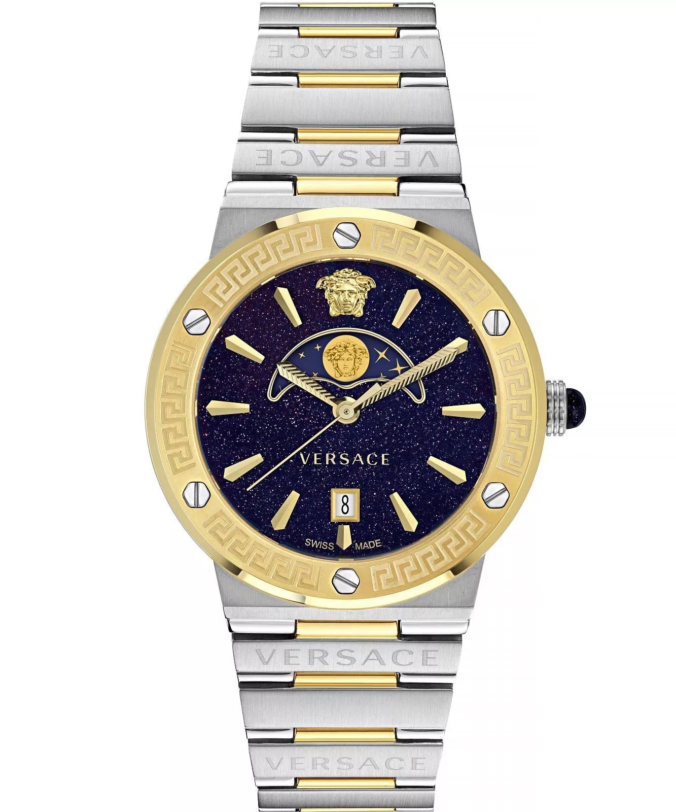 Versace Greca Logo Moonphase Two Tone Watch - VE7G00223