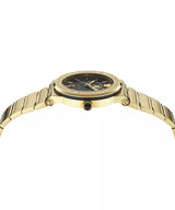 ساعة فيرساتشي غريكا بشعار القمر، مينا أسود، ذهب بالكامل، حركة سويسرية - VE7G00323