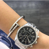 Michael Kors Chronograph Black Dial Silver Unisex Watch MK5708 - Watches of America #3