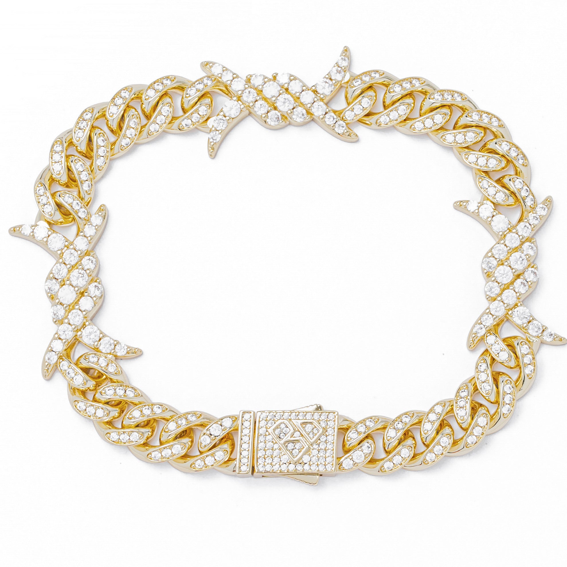 سوار بيج دادي الذهبي المرصع بقرون مدببة مقاس 10 ملم