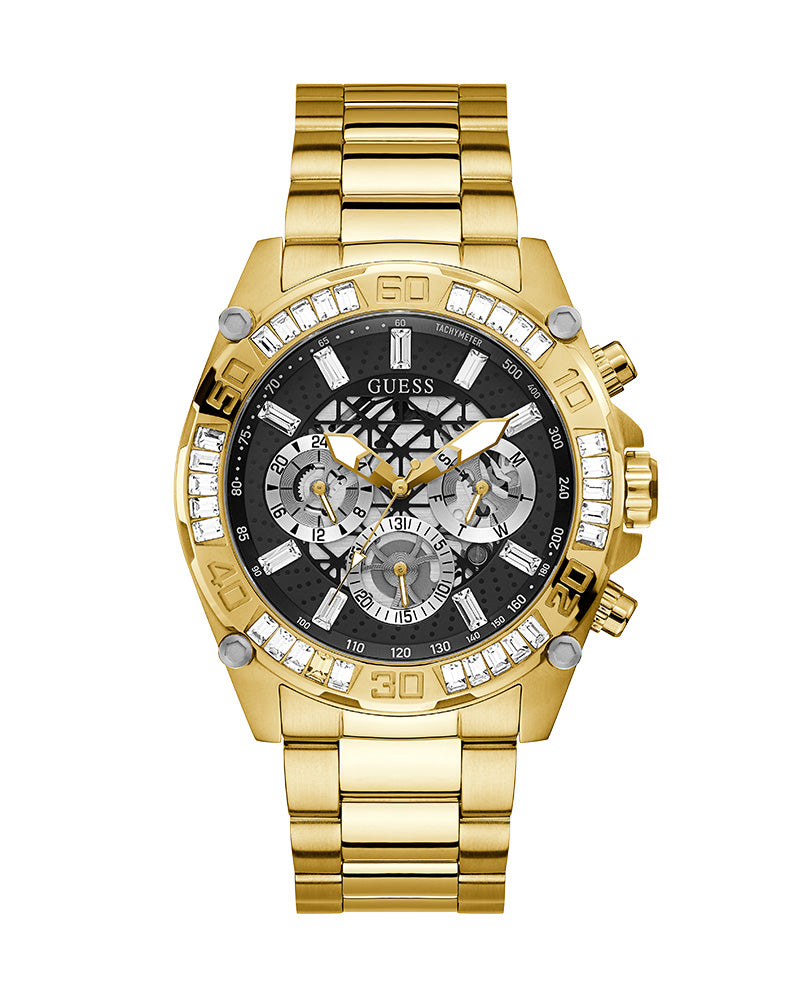 Reloj Hombre Guess Gold-Tone Con Diamantes Negros Dorado Para Hombre Reloj Guess