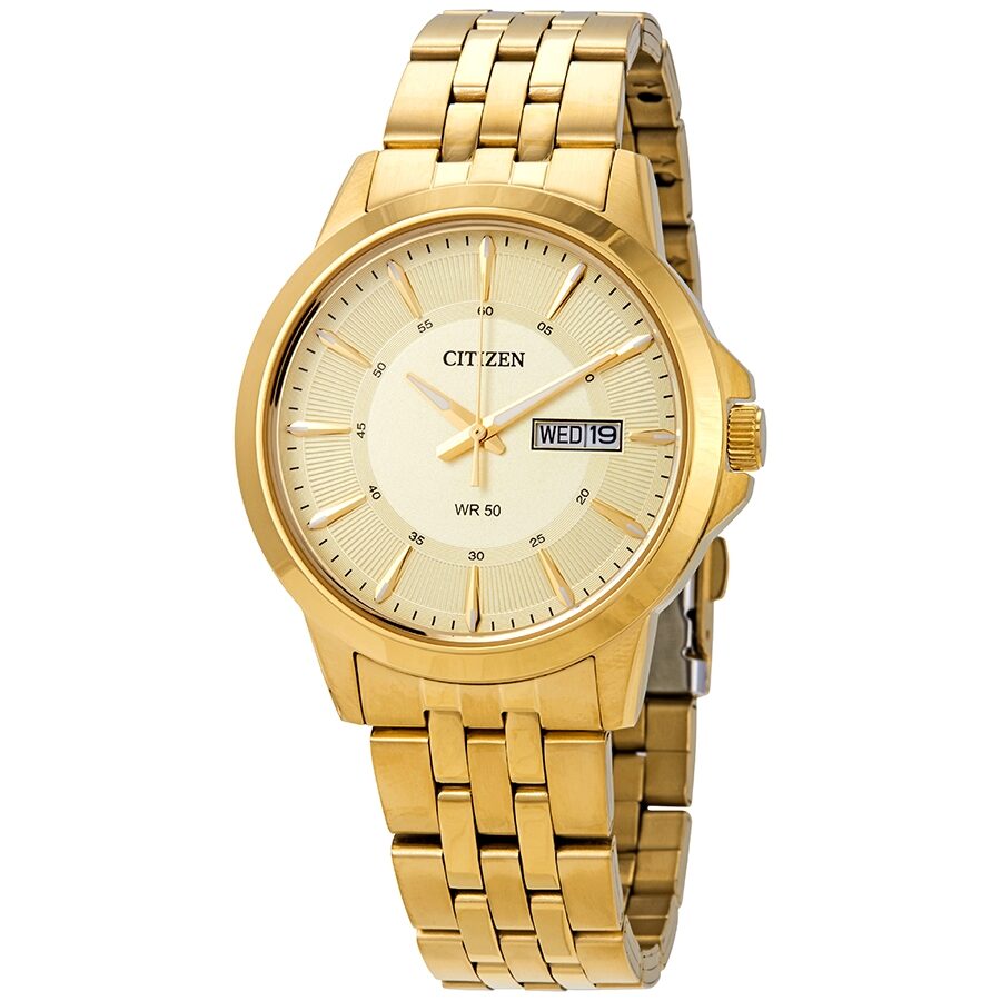 Citizen Reloj de cuarzo para hombre, acero inoxidable, clásico, tono dorado  (Modelo: BF2013-56P), Tono-dorado, Reloj de cuarzo